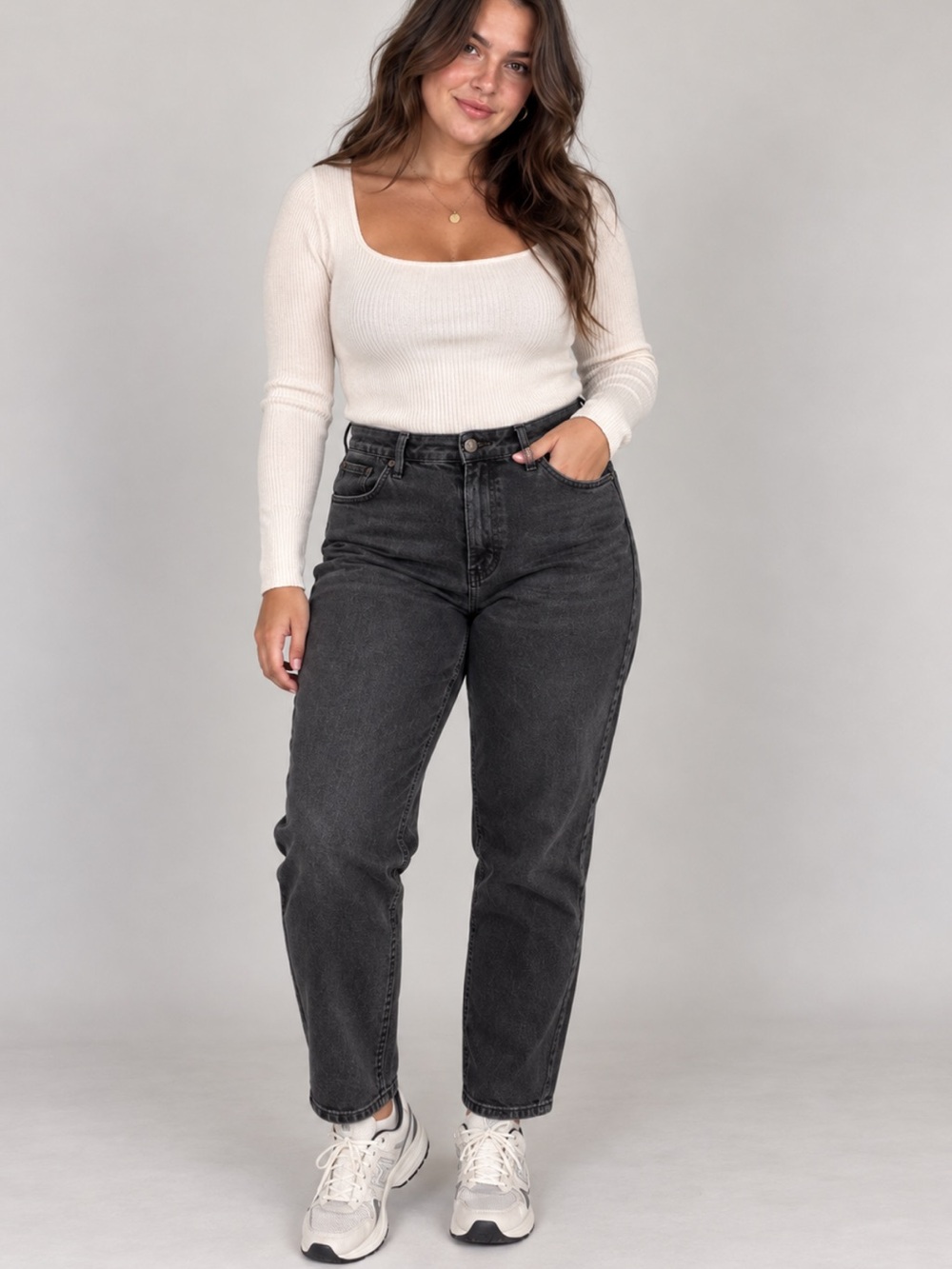 Levi’s High Rise Mom Jeans Size 14W Charcoal Grey Relaxed Straight Leg